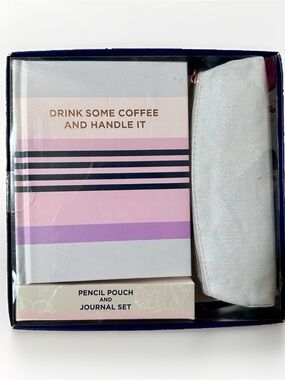 Drink Some Coffee And Handle It - Notebook Diary Journal & Pencil Pouch Gift Set